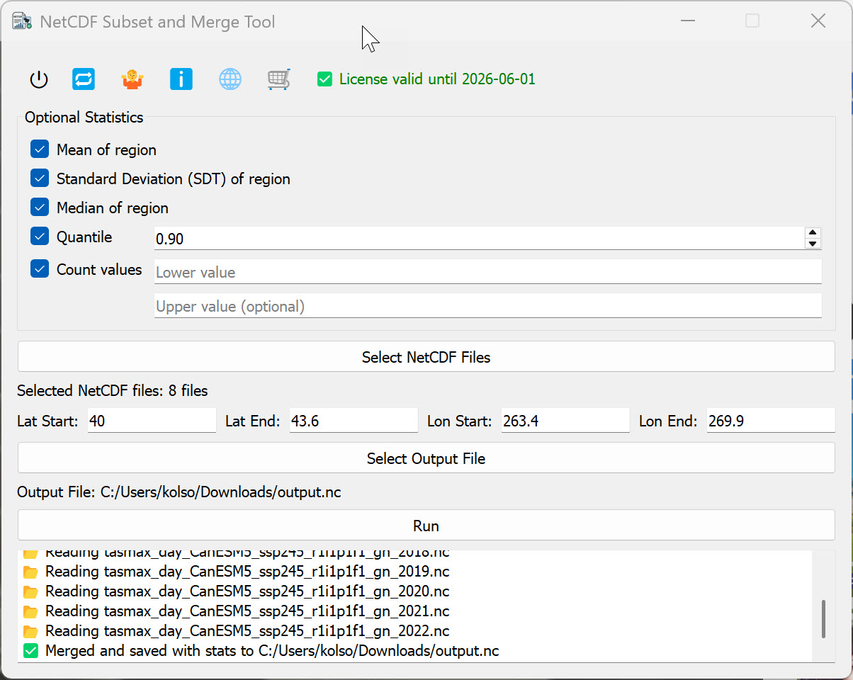 NetCDF Subset and Merge Tool