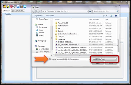 .nc file viewer- Browse the desired file.