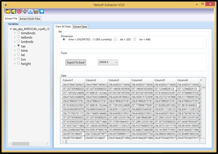 .nc file viewer- Select the Extract File tab and the variable.